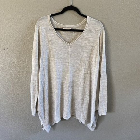 Soft Surroundings Linen Blend Tunic Sweater Asymmetric Beige Wheat Size large - Picture 2 of 9